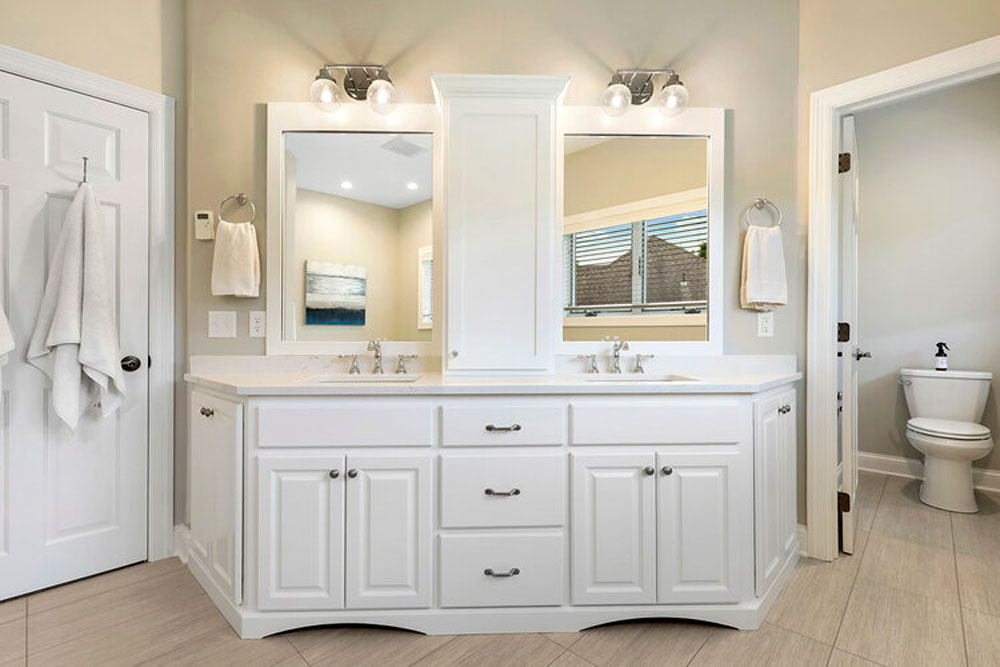 White, double-sink vanity