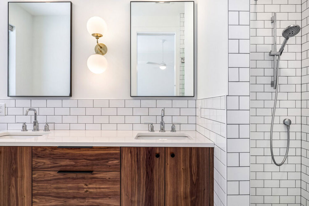 Double-sink wood vanity