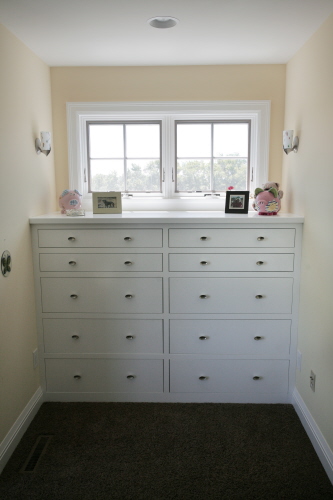White built-in dresser