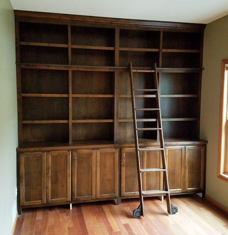 Wood bookshelves w/storage